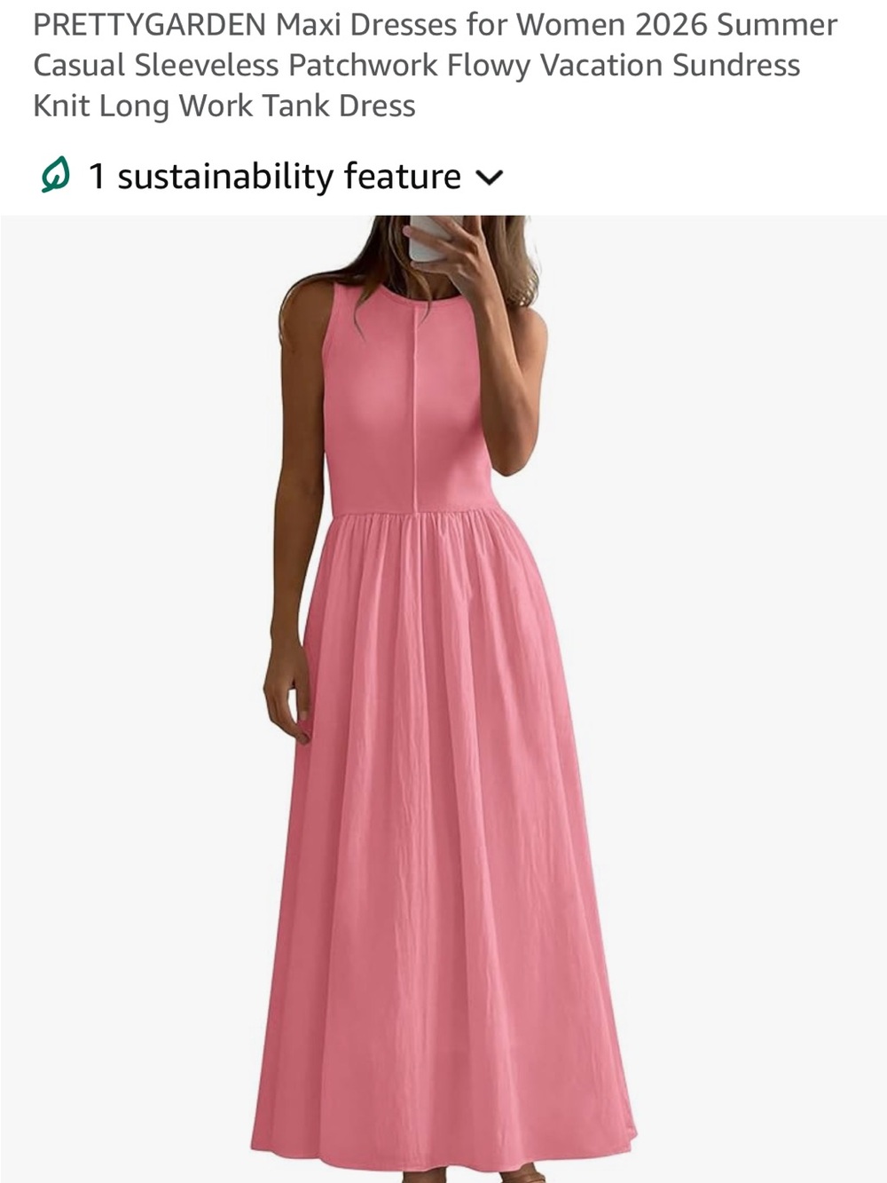 PrettyGarden Pink Sleeveless Maxi Dress with Flowing Skirt